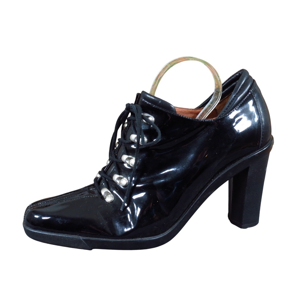Donald J Pliner Duke Womens Lace Up Bootie Size 8.5 Dress Black Patent Leather